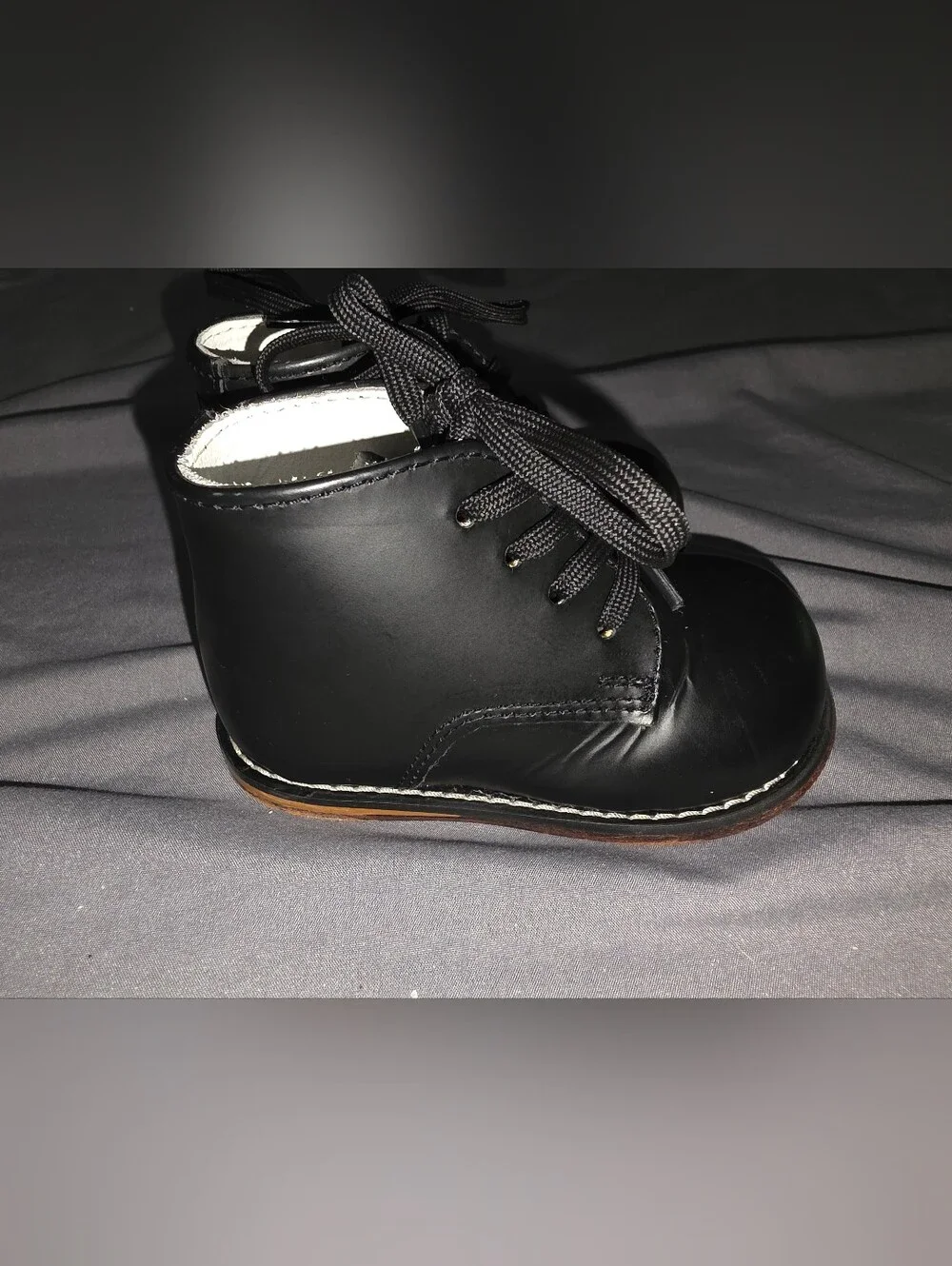 Josmo Black Leather Lace-Up Kids Boot